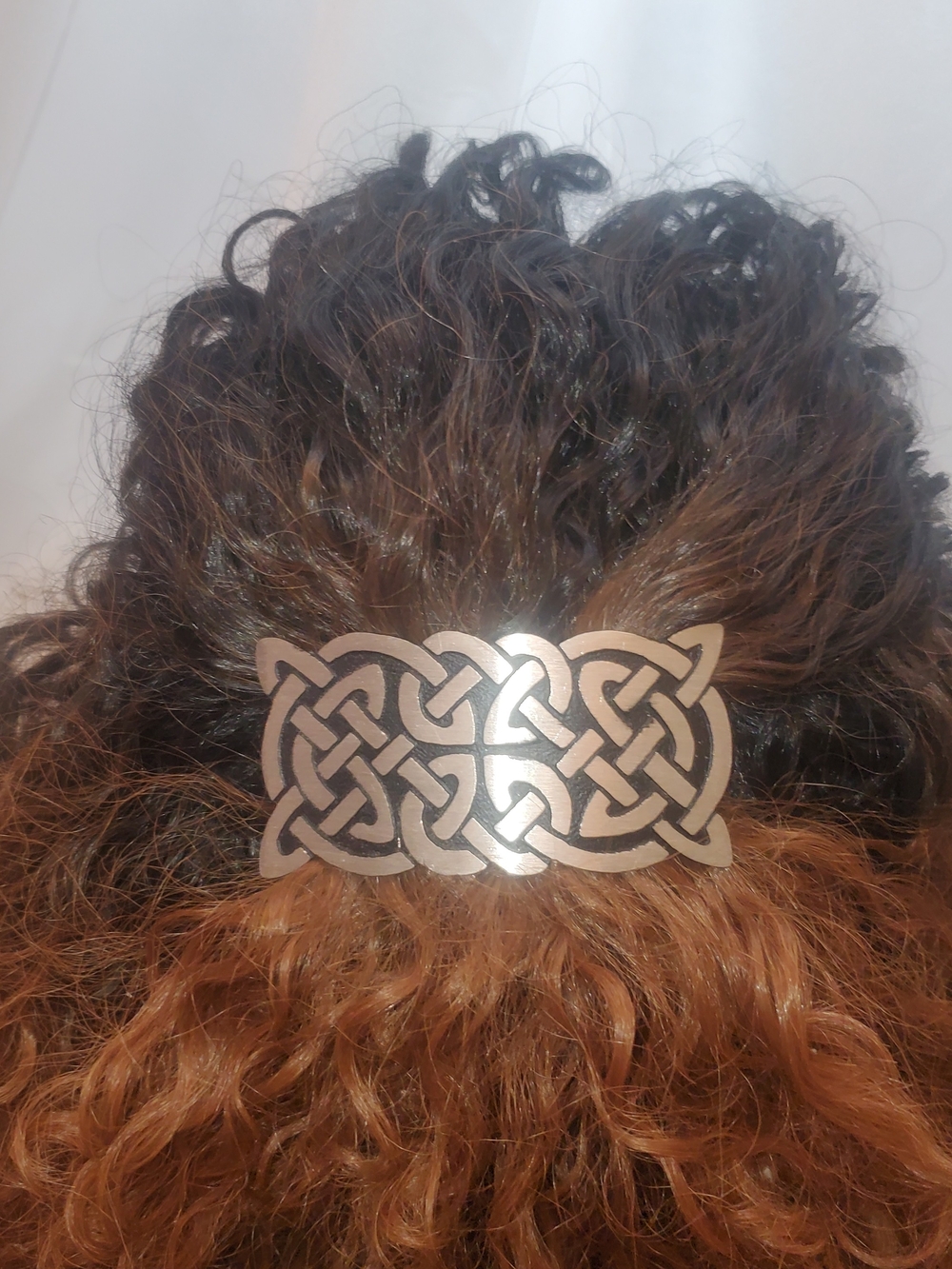 Oberon Design Metal Celtic Knot Hair Barrette -Silver/Black